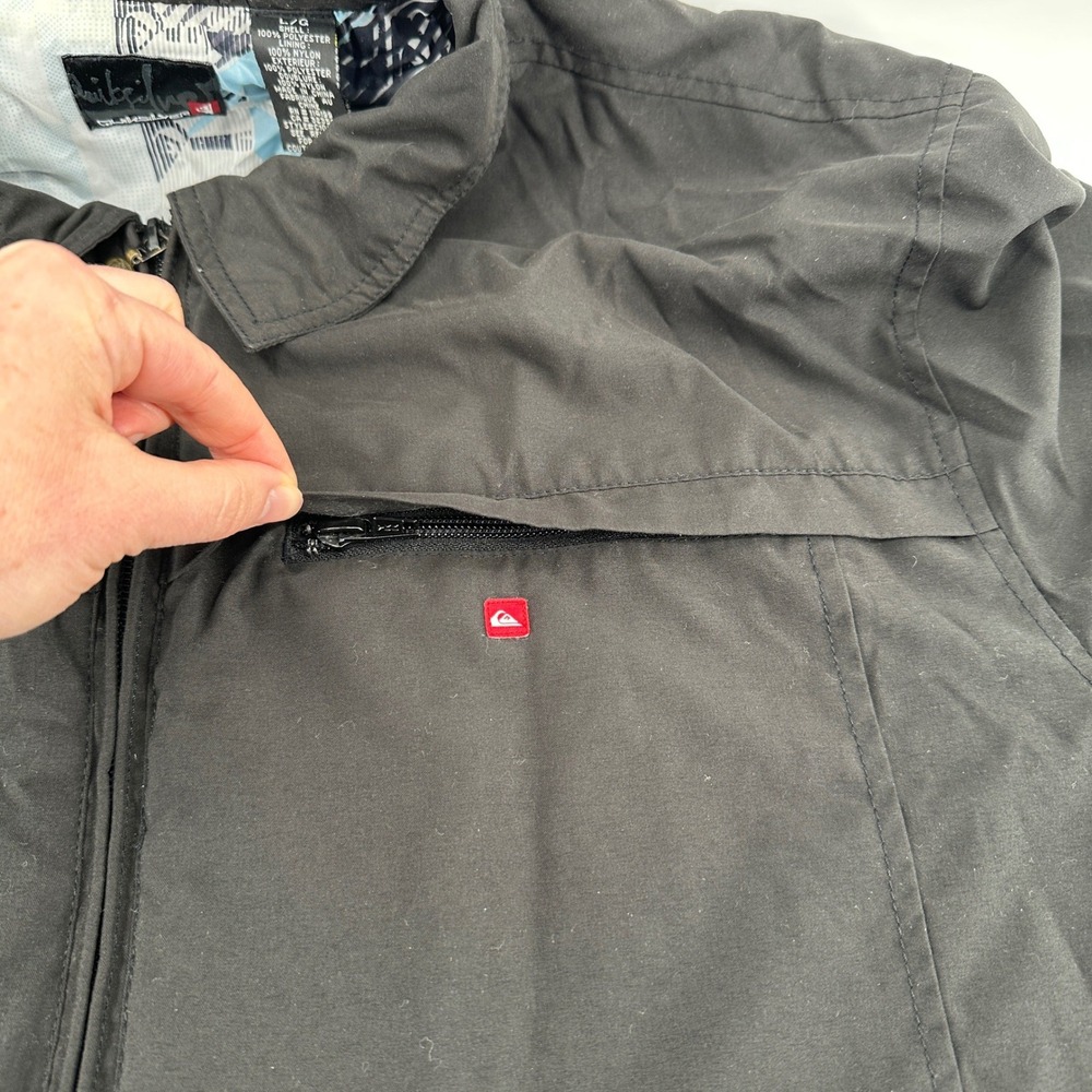Y2K Quiksilver Mens Full Zip Jacket Windbreaker Large Graphic Print Streetwear - Picture 11 of 14